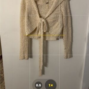 Free People Cozy Cream Knit hooded Sweater. Small